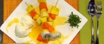 Recetas faciles de Pinchos de frutas con helado de vainilla