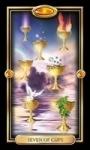 Siete copas con bendiciones  en el tarot